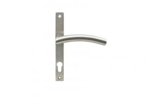 Narrow plate front door handle set external for slim profile door