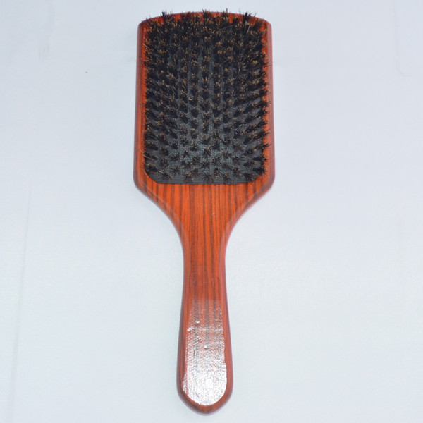 Anti - Static Wooden Body Boar Bristle Round Hair Brush With Large Square