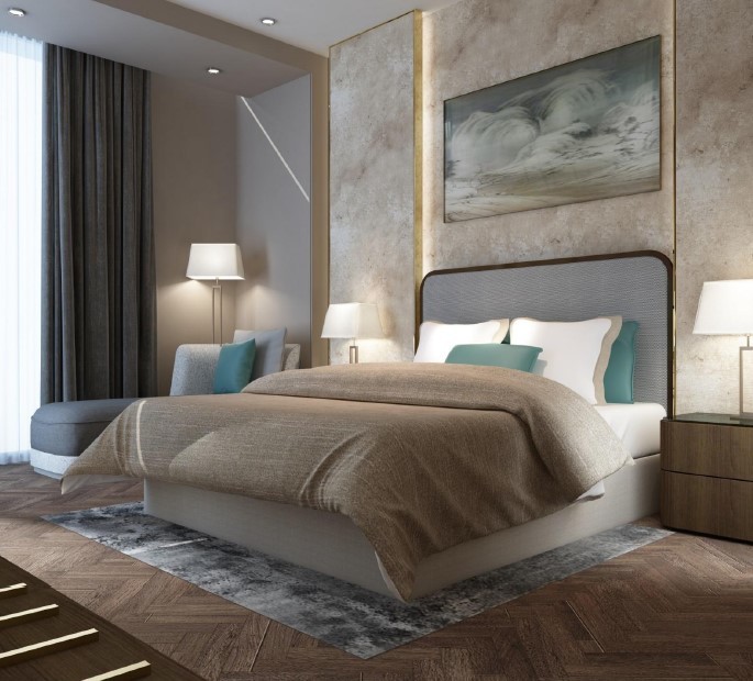 China Dubai Luxury Hotel Style Bedroom Furniture Modern Design Metal Frame on sale