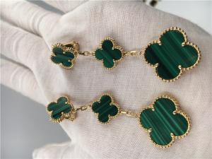 China Van Cleef  Arpels 18K Gold Jewelry Women's Flower Shape Green Earrings on sale