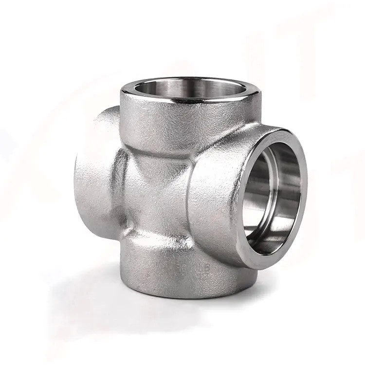 China Stainless Steel 304 1/2'' Cross Forged 4 Way Pipe Connector ANSI Steel Pipe Fittings on sale
