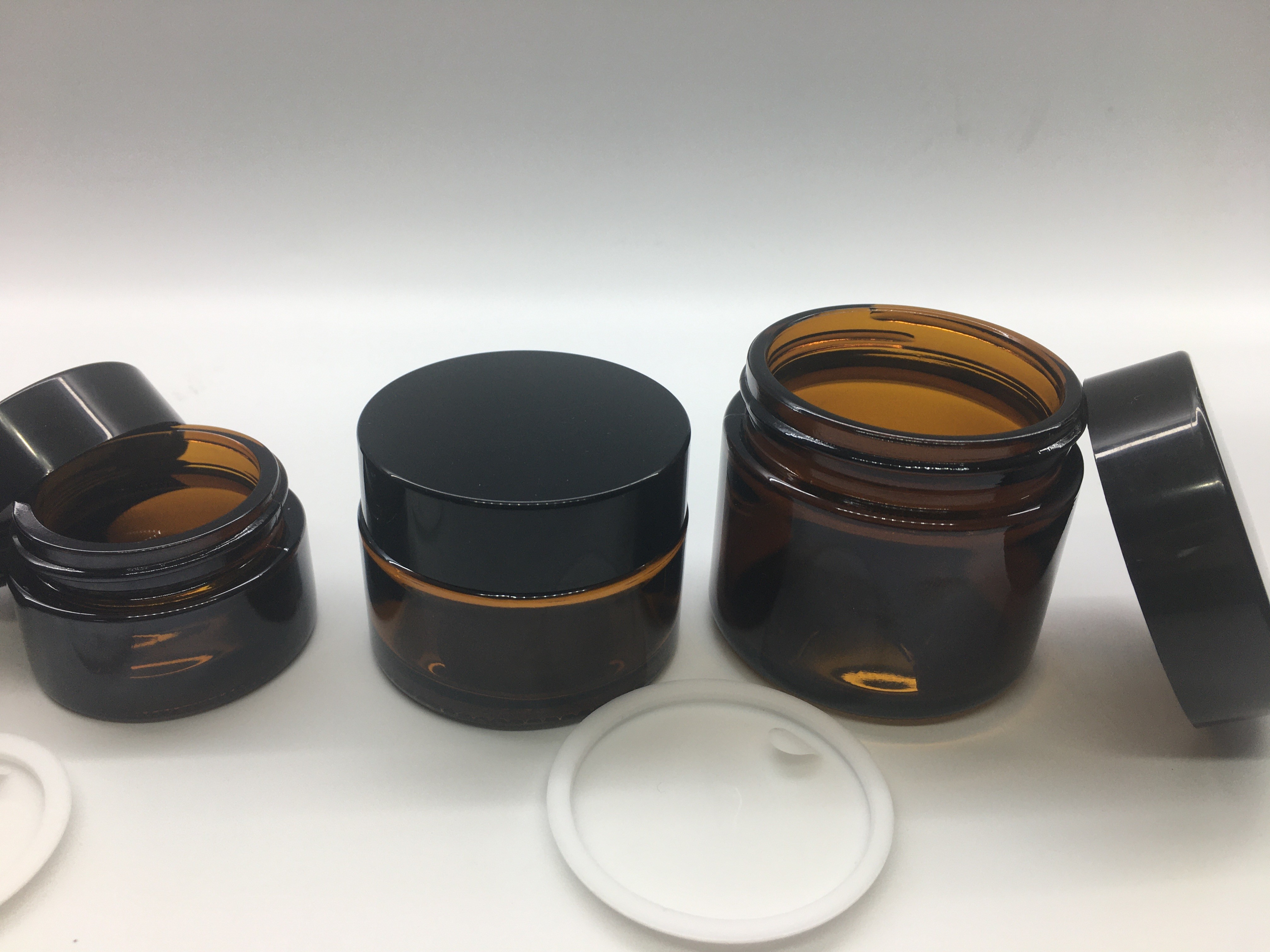 China Brown Amber Glass Jar 5g - 50g Brown Jar For Face Cream Eyes Cream on sale