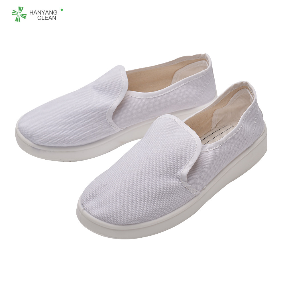 Best ESD cleanroom PU anti-static canvas shoes white color anti-slip for electronic and food industry wholesale