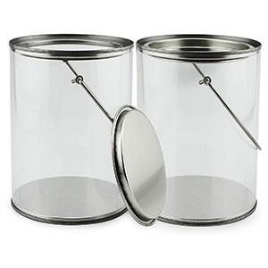 Plastic Tin Cans, For Crafts, Decorating, Baby/Wedding Shower Decor, Quart Size Clear Plastic Paint Cans