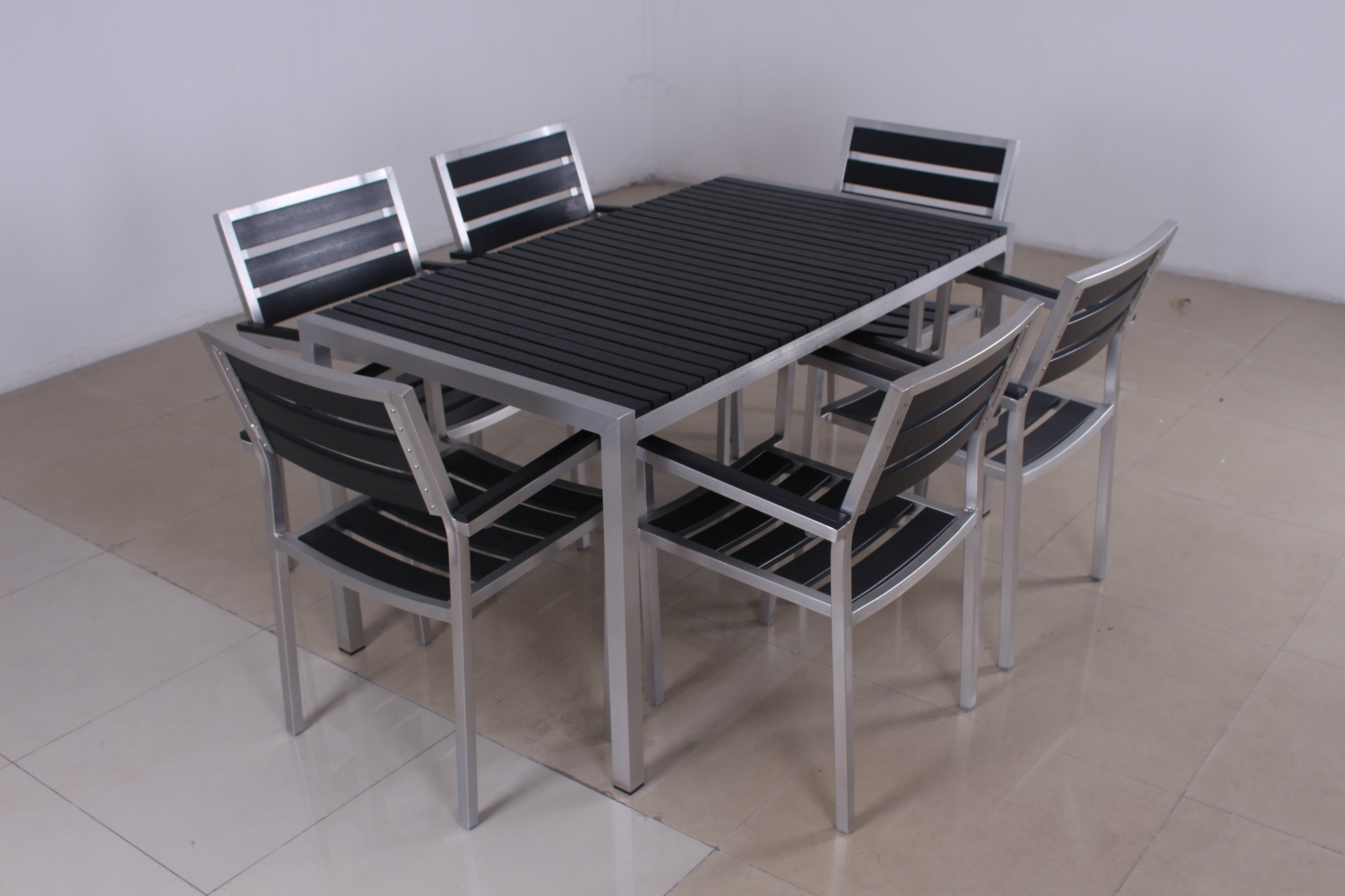 China Garden wood dining chairs and table aluminum polywood furniture on sale