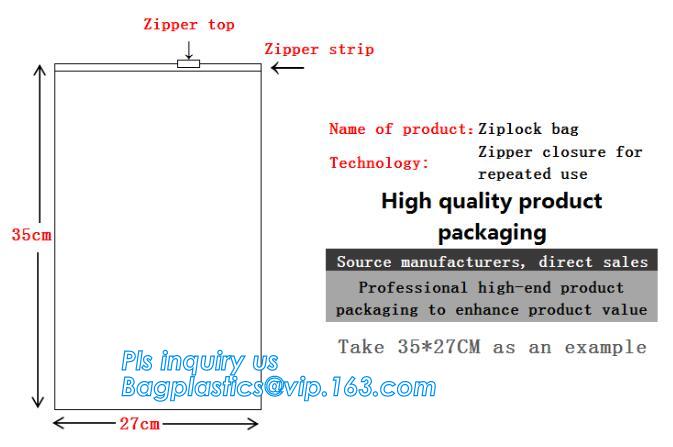 PP Flat Slider Zipper for PP Zipper Bag, Cloth package PE slider zip bag, Apparel Garment Clothing package PE slider zip