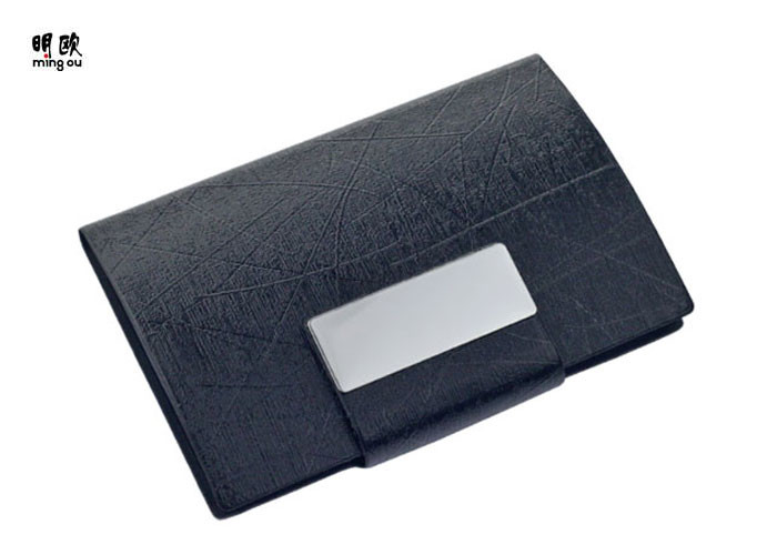 China Black Wallet Leather Credit Card Holder , Personalized Business Card Organizer on sale