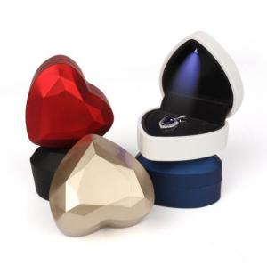 China baking varnish Heart Shaped Jewelry Box Painted Rubber With Small LED Light on sale