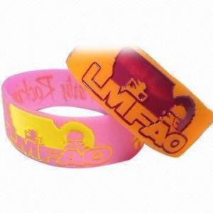 1-inch Silicone Wristband, Various Shapes, Sizes and Colors are Available