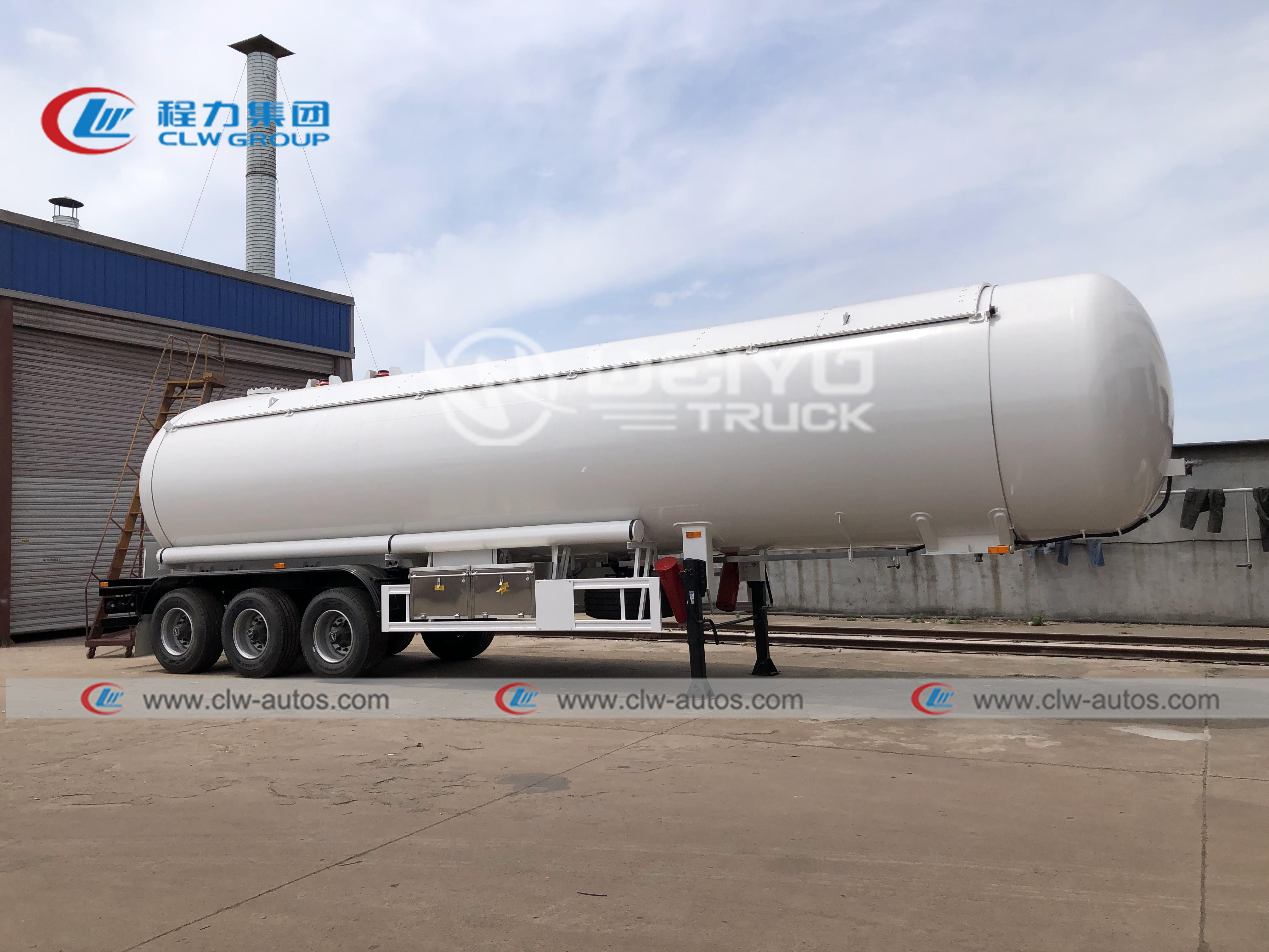 China 25t 50cbm 50000 Liters 50m3 LPG Gas Tank Semi Trailer LPG Delivery Tank With Sunshelter on sale
