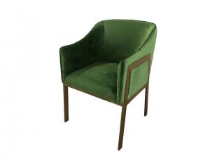 China Green velvet gold metal base hot sale simple design luxury dining chair on sale