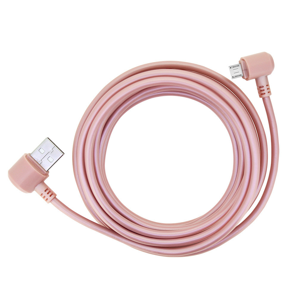 Double Elbow Micro USB Cables PVC 1M Pink USB To Micro Cable 12V