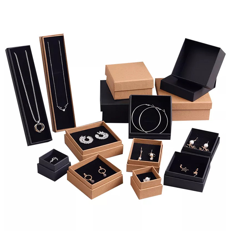 China Custom Kraft Paper Jewelry Box For Jewellery Rings Bracelets Necklace Earring Bangle Pendant Packaging on sale