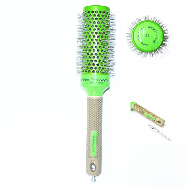 Cheap Green or Olive Green 45mm Nano Technology Ceramic Round Hair Brush for sale