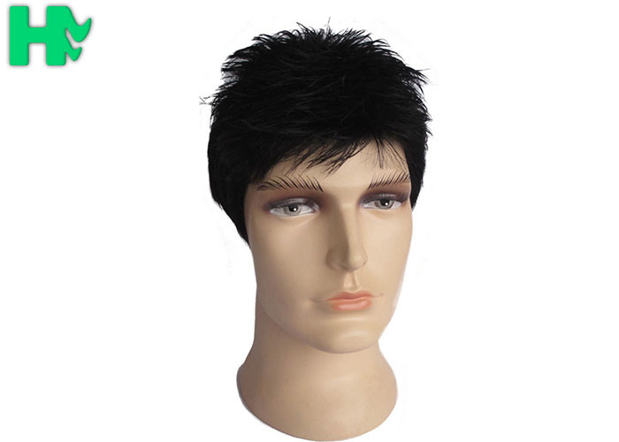 China Normal Lace Men Hair Wig 14 , Black Natural Looking Wigs For Men on sale