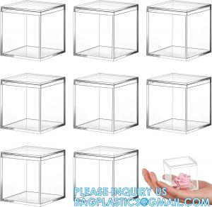 Best Acrylic Plastic Square Cube Small Acrylic Box Acrylic Storage Containers with Lid Stackable Cube Containers wholesale