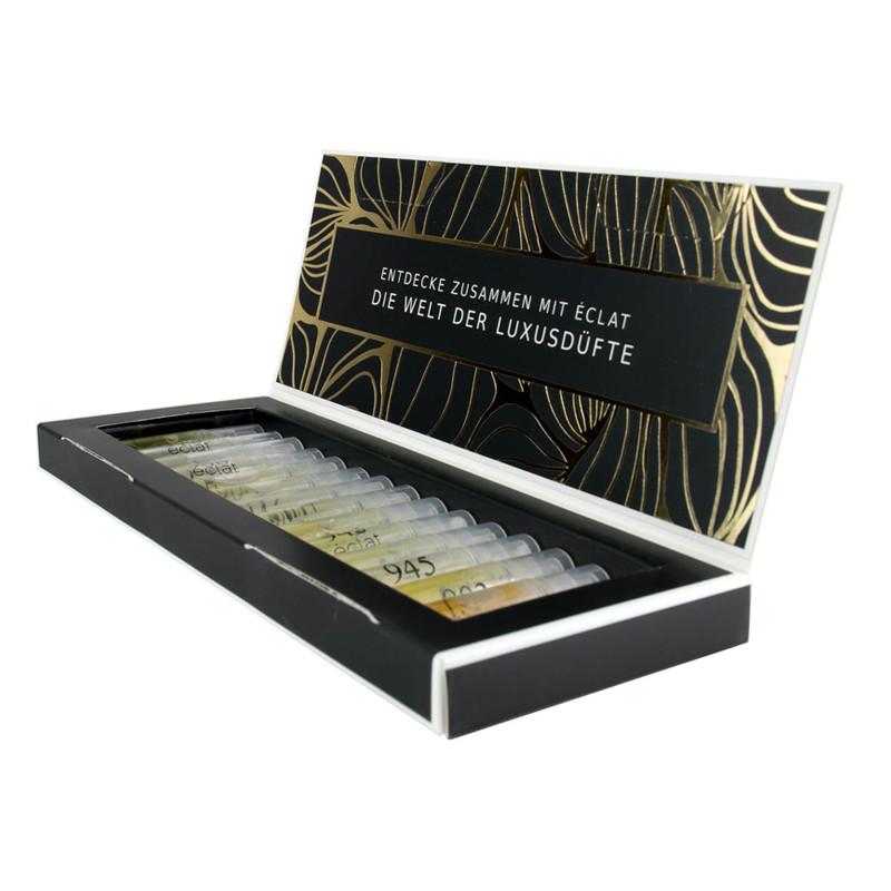 China Luxury Paper Cosmetic Packaging Boxes 2ml 5ml Perfume Gift Box Set on sale