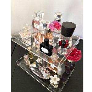 China 3 Tier Acrylic Display Stand /  Square Acrylic Makeup Display Stand Perfume Trays Transparent on sale