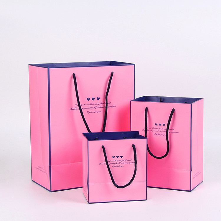 Custom Printed Paper Shopping Bags , Personalized Paper Gift Bags With Ribbon Handle