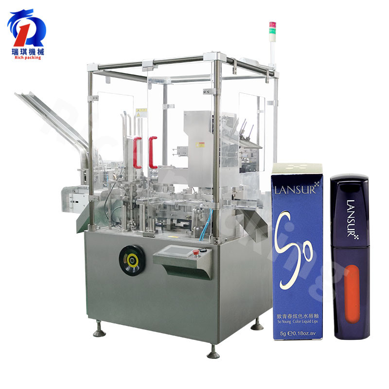 China 120L Automatic Box Packing Machine For Lipstick Cosmetic Vertical Cartoner on sale