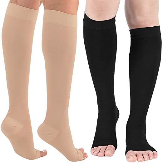 China Spandex Nylon Medical Compression Stockings Xl Grade Support 20-30mmhg Toeless on sale