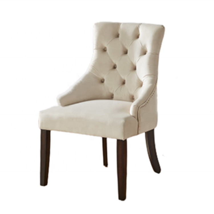 China White Leather Tufted High Back Dining Chair , Hotel Upholstered Dining Chairs Sillas De Dise on sale