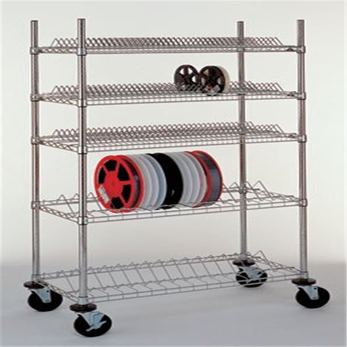 China Chrome Plated Smt Reel Trolley Carbon Steel Esd Pcb Magazine Rack on sale