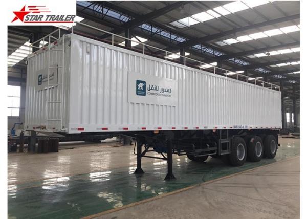 Cheap Box 3-4 Axles Flatbed Container Trailer 60-100Tons Dry Food Van Transport for sale