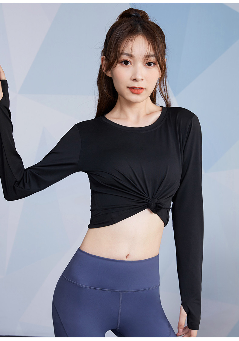 China BSCI Dry fit Women'S Athletic Clothing Long Sleeve Round Neck Crop Top on sale