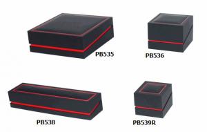 China Black Plastic Jewelry Boxes with Red Frame on the outside top adn edge on sale