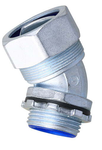 Best Plum Type 45 degree angle flexible conduit liquid tight connector , fleixble conduit connector 45 degree wholesale