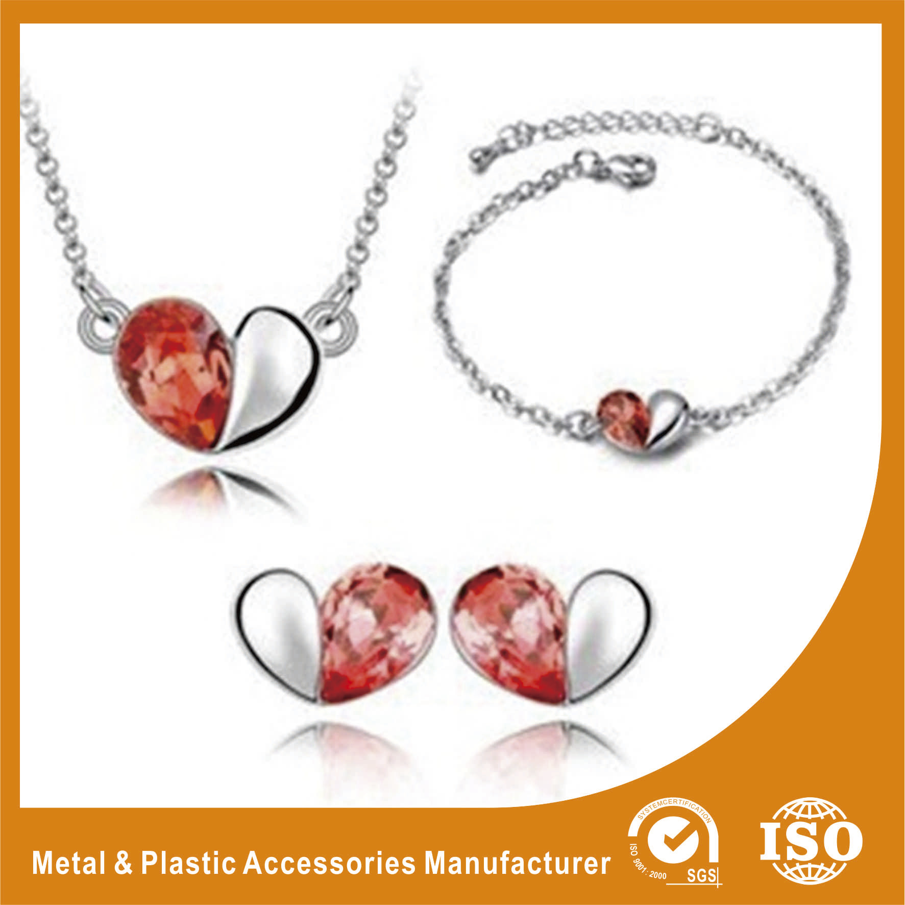 China Heart Shape Alloy Jewelry Sets Silver Plated Jewelry Sets For Ladies on sale