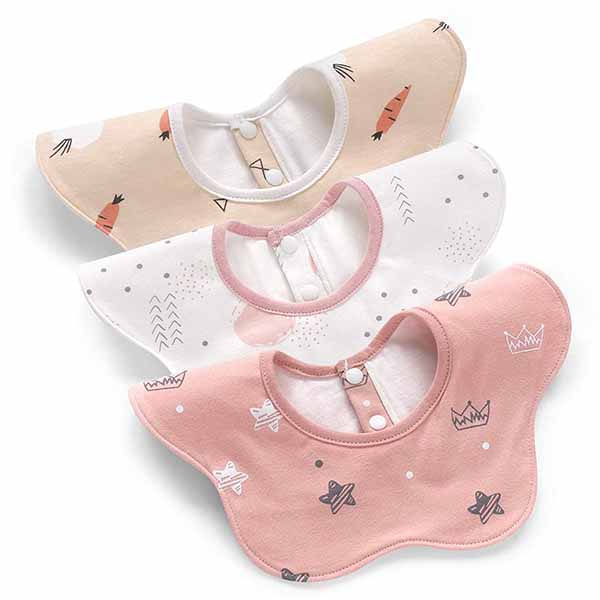 BPA Free Newborn Baby Bibs Comfortable Cotton 360 Degree Rotation