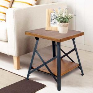 China Solid Wood Top 23.2''H Modern Industrial End Table 23lb Metal Base on sale