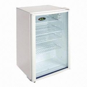 Beverage cooler/glass door display fridge with 90L/68 cans/250ml/8.3oz capacity, for restaurant/bar