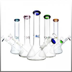 Best 10 Inch Pyrex Glass Water Bongs , 14mm Joint Bottom Beaker Bongs For Weed Dry Herb wholesale
