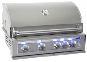 China Luxury outdoor bbq kitchen built in gas bbq grill bbq island with back burner, LED light , cast SUS 304 Burner for US on sale