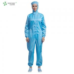 Best ESD antistatic autoclaveable coverall with hood blue color for parmaceutical industry dust-proof wholesale