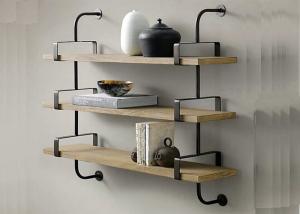 China Fixed Wooden Wall Mounted Display Shelving Units Decorative Customized Size on sale