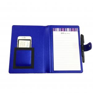 Best Business PU Leather Notebook 40pp Hardcover Spiral Diary Blue With Notepad wholesale