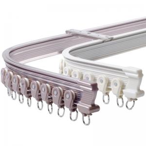 China Heavy Duty Curved Aluminum Pole Bay Window Rod Bendable Curtain Track Rail for Room Divider on sale