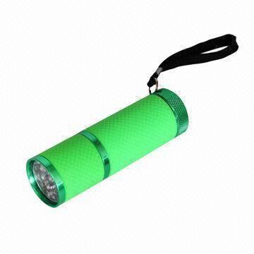 Best 9-piece LED Flashlight with Rubber Cover, Made of Aluminum Alloy wholesale