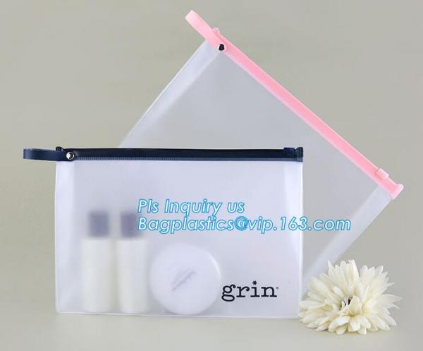Custom Packaging Clear PVC Jelly Bag with Plastic Slider k PVC Storage Cosmetics Packing Bag, white logo small pla