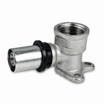 Brass Press Fitting for Pex-al-pex Pipes, with Nickel-plated Surface, Measures 16 to 32mm