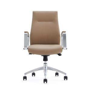 Middle Back Leather Office Chair Swivel With Aluminum Armrest