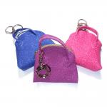 China Purple PU Leather Coin Holder Mini Backpack Keychain Engraved Logo for sale