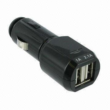 Cheap Dual Car Charger Adapter for iPad (1/2/3), iPhone (3G/4/4S/5) and iPod, with 3,100mA for sale