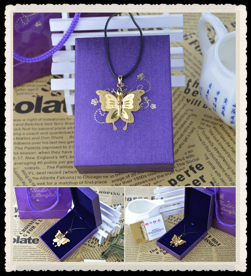 China Men's Stainless Steel Gold Butterfly Pendant Necklace , Chain Pendant Necklace on sale