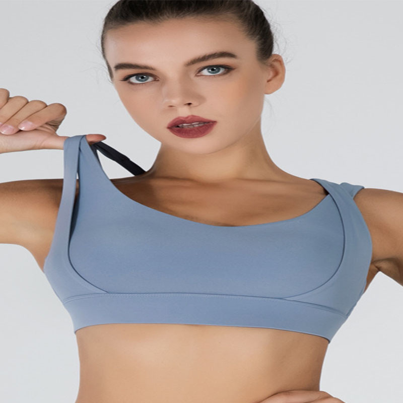 Cheap Moisture Wicking Large Cup Sports Bra Plus High Elastic Double Shoulder Yoga Bra for sale