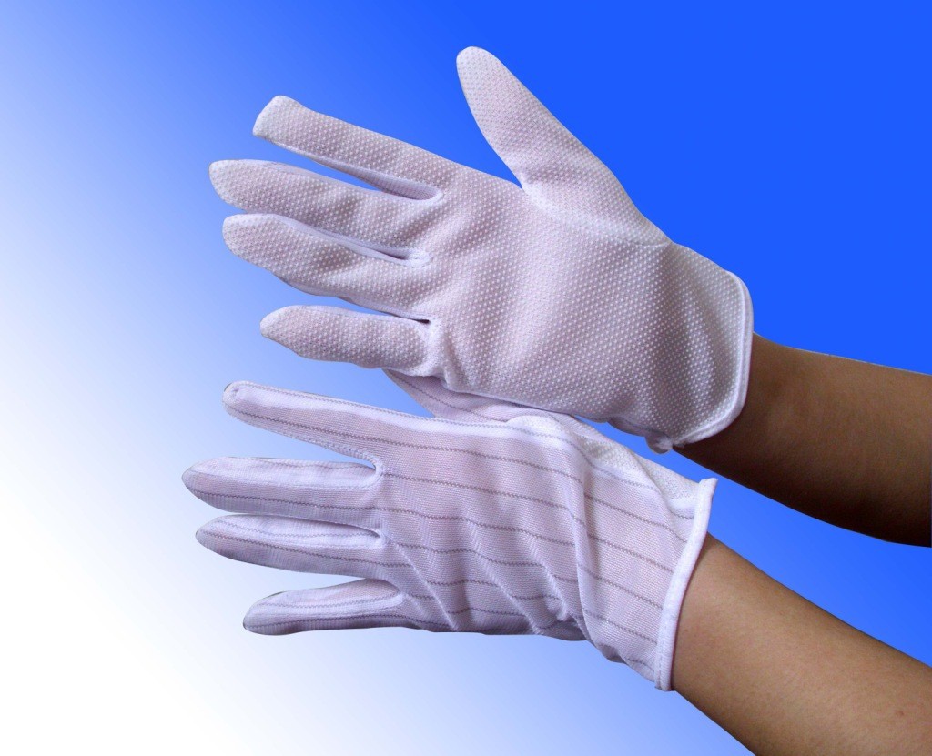 Best white PVC dotted ESD anti static cleanroom gloves wholesale
